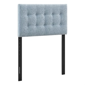 Pemberly Row Padded Upholstered Twin Headboard in Sky Blue Cotton
