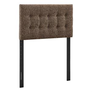 Pemberly Row Padded Upholstered Twin Headboard in Mocha Cotton