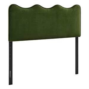 Pemberly Row Stain-Resistant Performance Velvet King Headboard in Moss Green