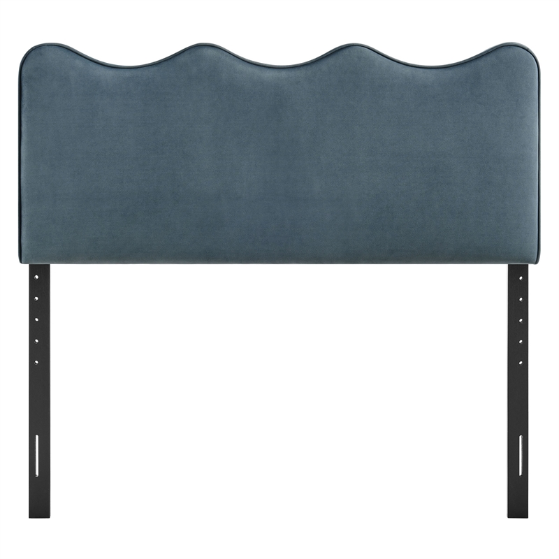 Pemberly Row Padded Upholstered Twin Headboard in Sky Blue Cotton