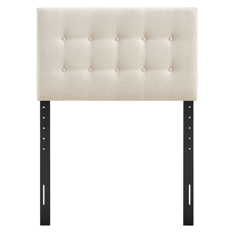 Pemberly Row Padded Upholstered Twin Headboard in Ecru Linen