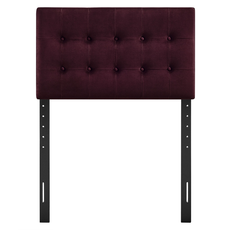Pemberly Row Stain-Resistant Performance Velvet Twin Headboard in Mulberry