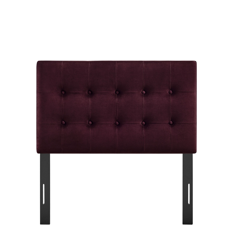 Pemberly Row Stain-Resistant Performance Velvet Twin Headboard in Mulberry