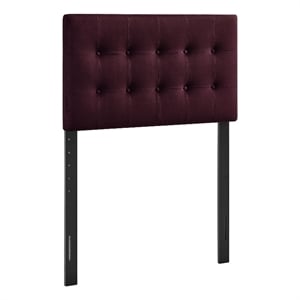 Pemberly Row Stain-Resistant Performance Velvet Twin Headboard in Mulberry