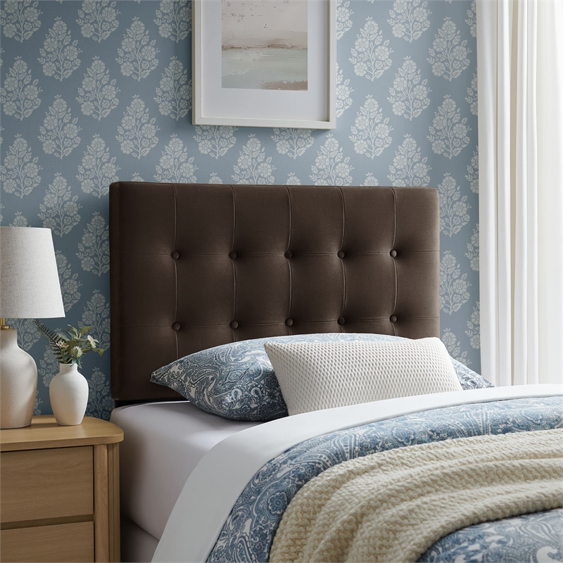 Pemberly Row Padded Upholstered Twin Headboard in Ecru Linen