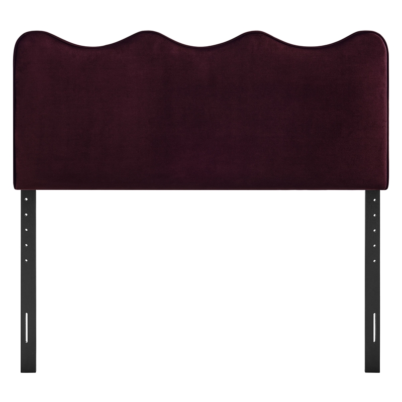 Pemberly Row Stain-Resistant Performance Velvet Queen Headboard in Mulberry