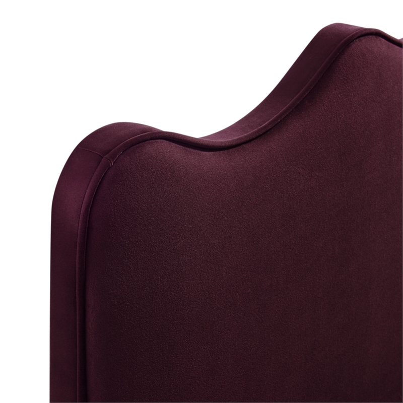 Pemberly Row Stain-Resistant Performance Velvet Queen Headboard in Mulberry