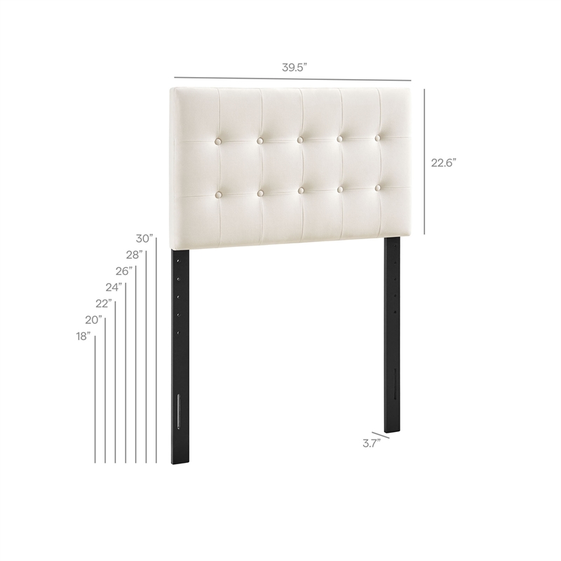 Pemberly Row Stain-Resistant Performance Velvet Twin Headboard in Alabaster
