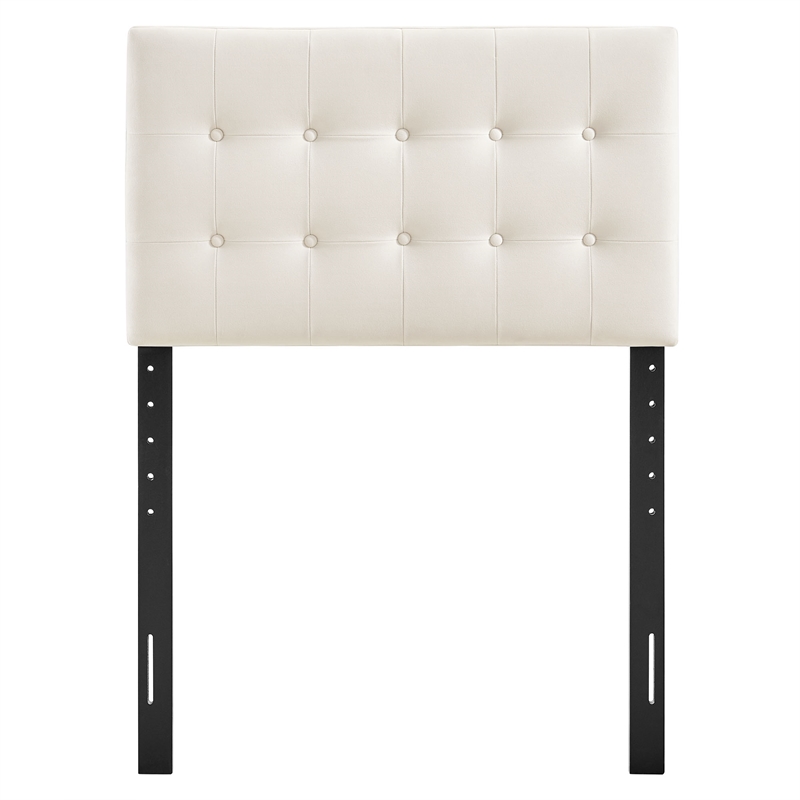 Pemberly Row Stain-Resistant Performance Velvet Twin Headboard in Alabaster