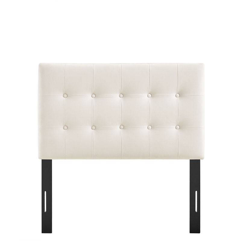 Pemberly Row Stain-Resistant Performance Velvet Twin Headboard in Alabaster