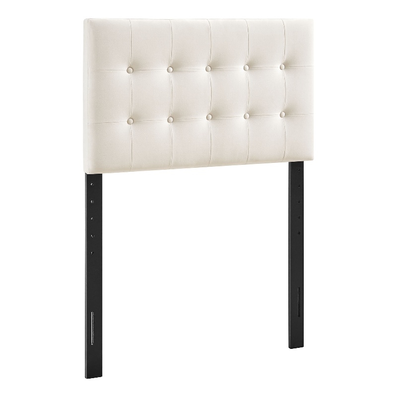 Pemberly Row Stain-Resistant Performance Velvet Twin Headboard in Alabaster