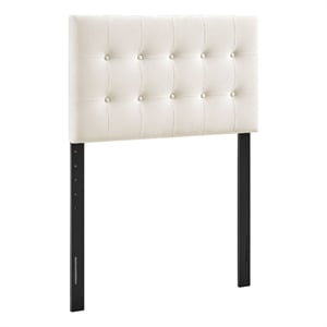 Pemberly Row Stain-Resistant Performance Velvet Twin Headboard in Alabaster