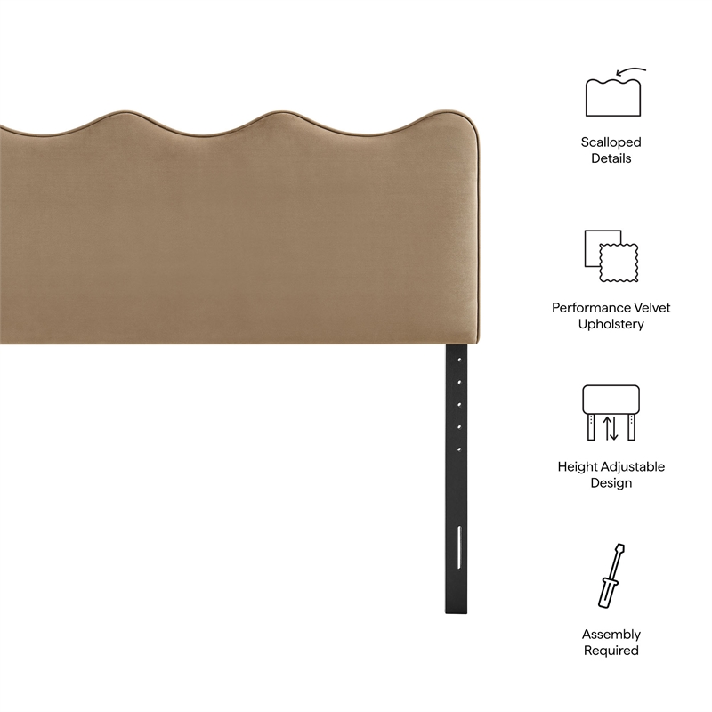 Pemberly Row Stain-Resistant Performance Velvet Full Headboard in Taupe