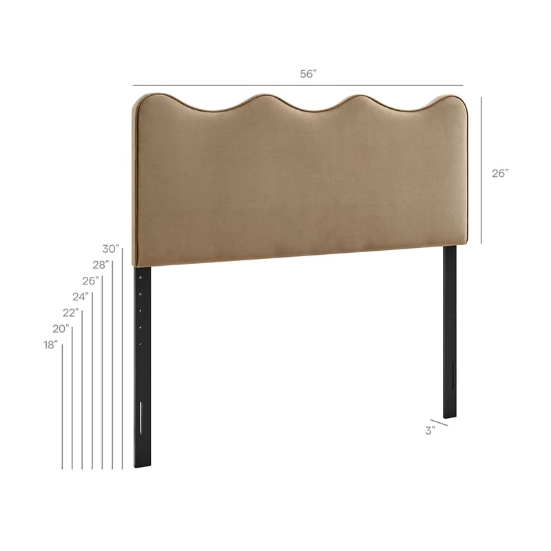 Pemberly Row Stain-Resistant Performance Velvet Full Headboard in Taupe
