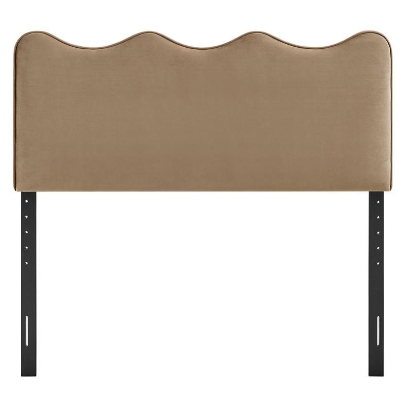 Pemberly Row Stain-Resistant Performance Velvet Full Headboard in Taupe