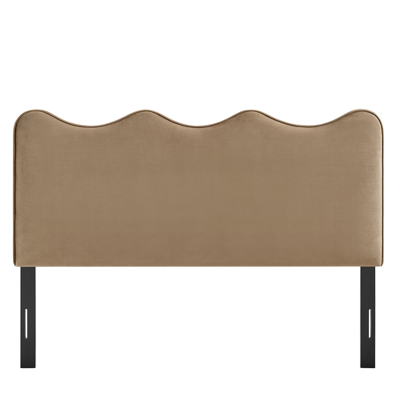 Pemberly Row Stain-Resistant Performance Velvet Full Headboard in Taupe