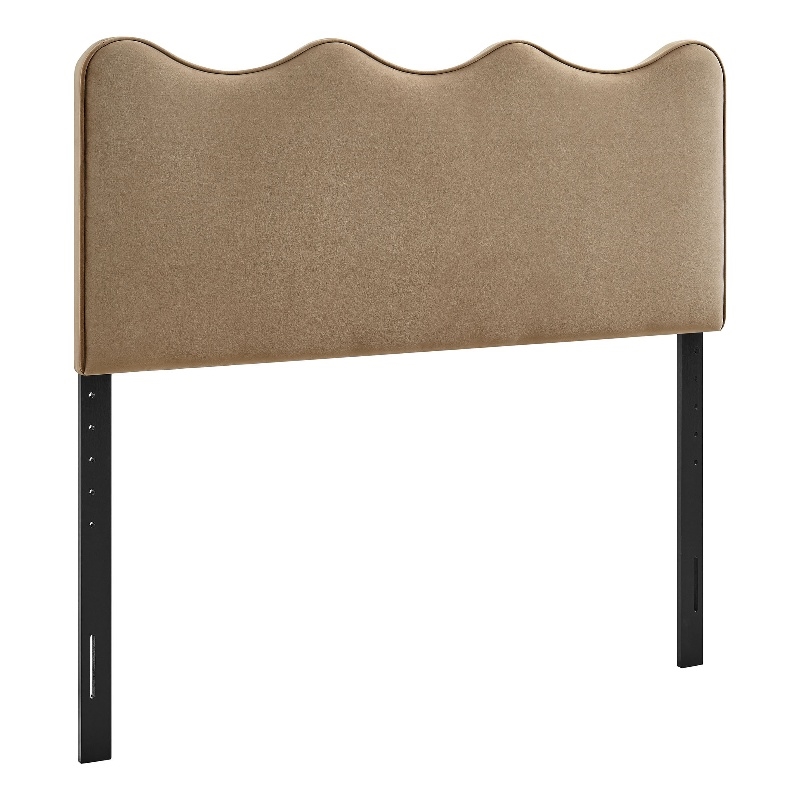 Pemberly Row Stain-Resistant Performance Velvet Full Headboard in Taupe