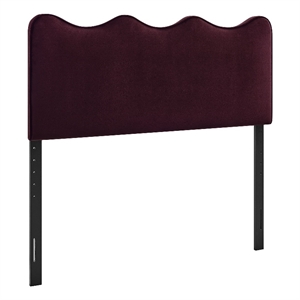 Pemberly Row Stain-Resistant Performance Velvet Full Headboard in Mulberry