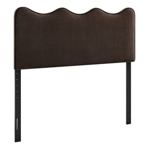 Pemberly Row Stain-Resistant Performance Velvet Full Headboard - Chocolate Brown