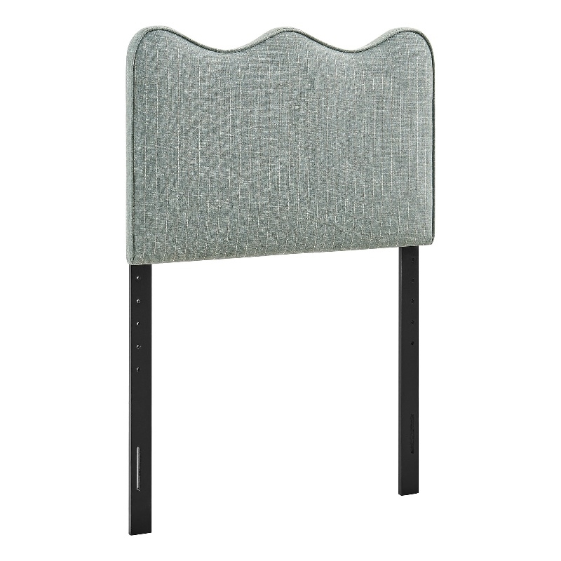 Pemberly Row Striped Upholstered Twin Headboard in Spa Blue Cotton
