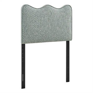 Pemberly Row Striped Upholstered Twin Headboard in Spa Blue Cotton