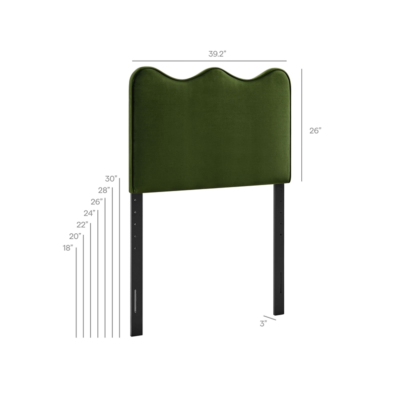 Pemberly Row Stain-Resistant Performance Velvet Twin Headboard in Moss Green