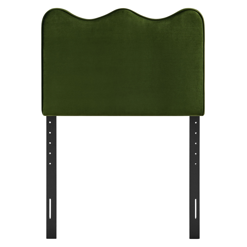 Pemberly Row Stain-Resistant Performance Velvet Twin Headboard in Moss Green