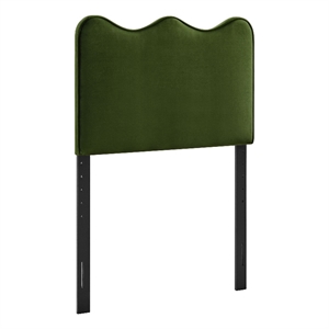 Pemberly Row Stain-Resistant Performance Velvet Twin Headboard in Moss Green