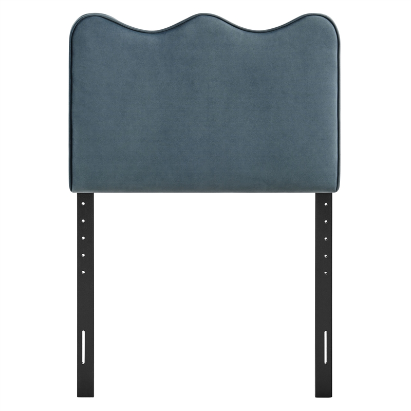 Pemberly Row Stain-Resistant Performance Velvet Twin Headboard in Cadet Blue