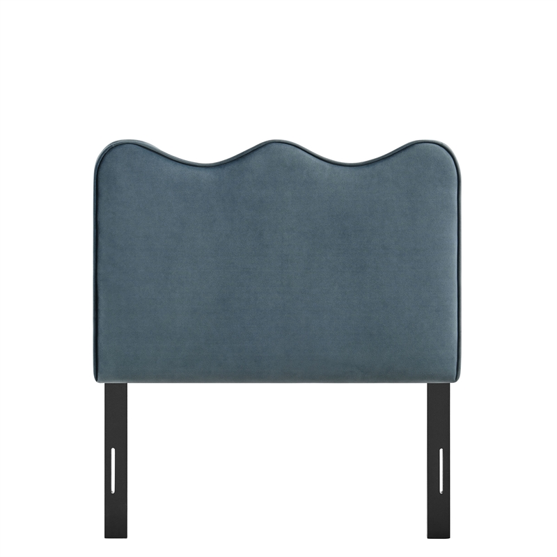 Pemberly Row Stain-Resistant Performance Velvet Twin Headboard in Cadet Blue