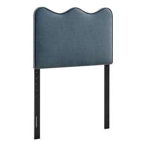 Pemberly Row Stain-Resistant Performance Velvet Twin Headboard in Cadet Blue