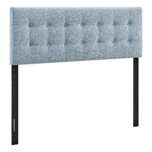 Pemberly Row Padded Upholstered King Headboard in Sky Blue Cotton