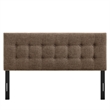 Pemberly Row Padded Upholstered King Headboard in Mocha Cotton