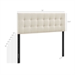 Pemberly Row Padded Upholstered King Headboard in Ecru Linen