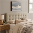 Pemberly Row Padded Upholstered King Headboard in Ecru Linen