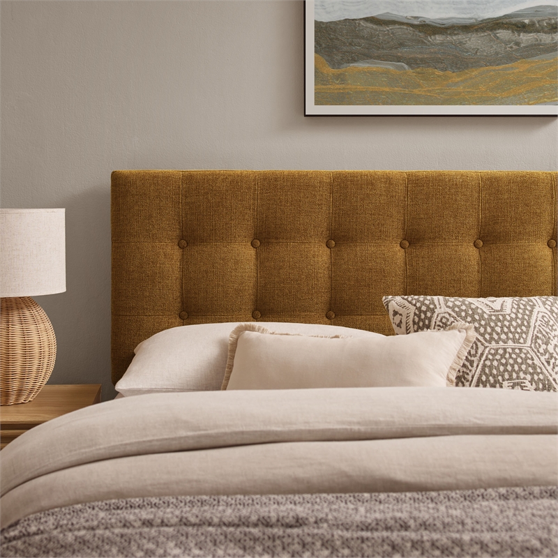 Pemberly Row Padded Upholstered King Headboard in Copper Tone