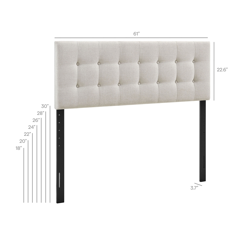Pemberly Row Padded Upholstered Queen Headboard in Linen Cotton