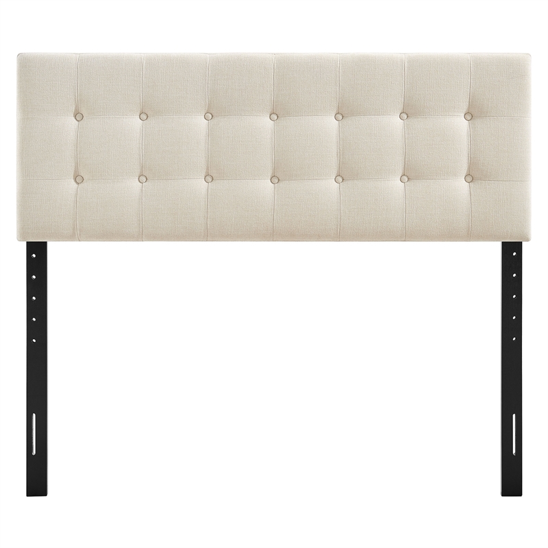 Pemberly Row Padded Upholstered Queen Headboard in Ecru Linen