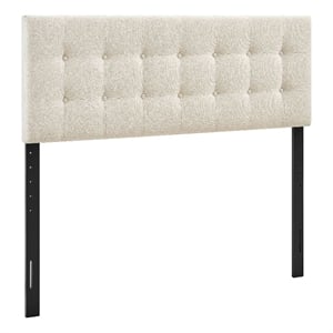 Pemberly Row Padded Upholstered Queen Headboard in Ecru Linen