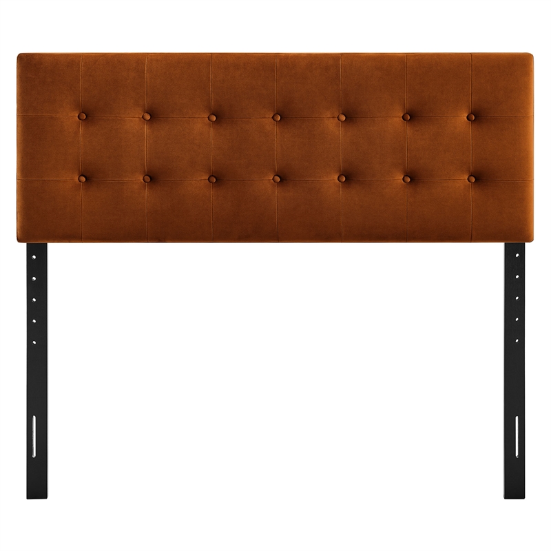 Pemberly Row Stain-Resistant Performance Velvet Queen Headboard in Rust