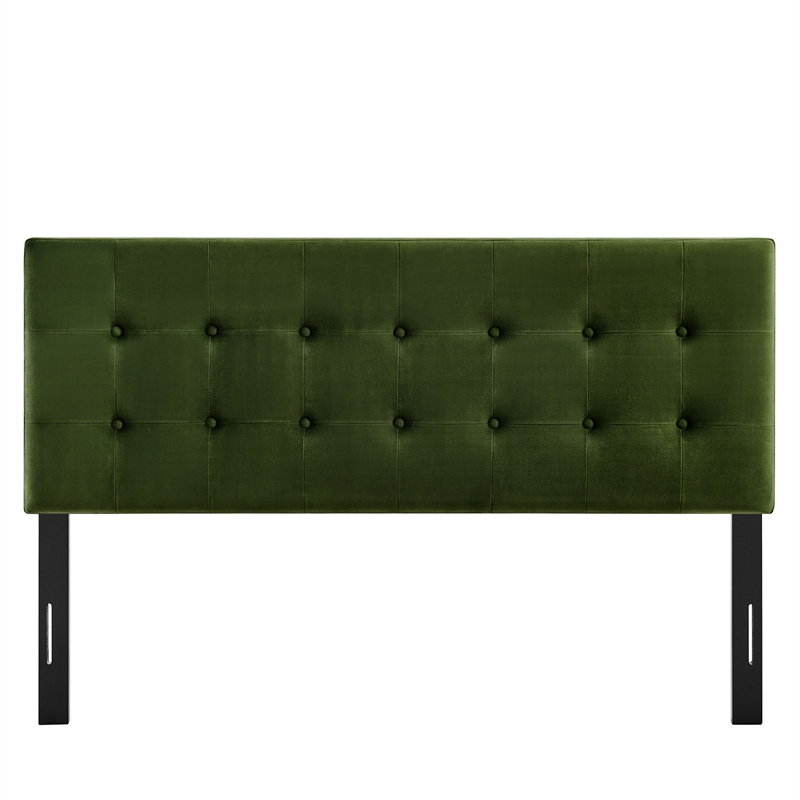 Pemberly Row Stain-Resistant Performance Velvet Queen Headboard in Moss Green