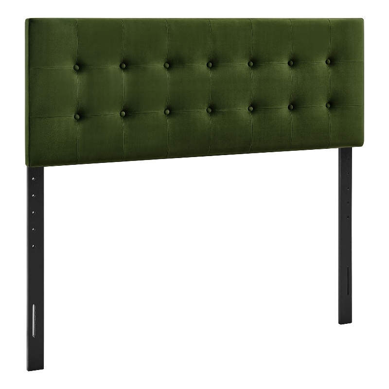 Pemberly Row Stain-Resistant Performance Velvet Queen Headboard in Moss Green