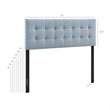 Pemberly Row Padded Upholstered Full Headboard in Sky Blue Cotton