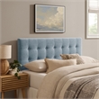 Pemberly Row Padded Upholstered Full Headboard in Sky Blue Cotton
