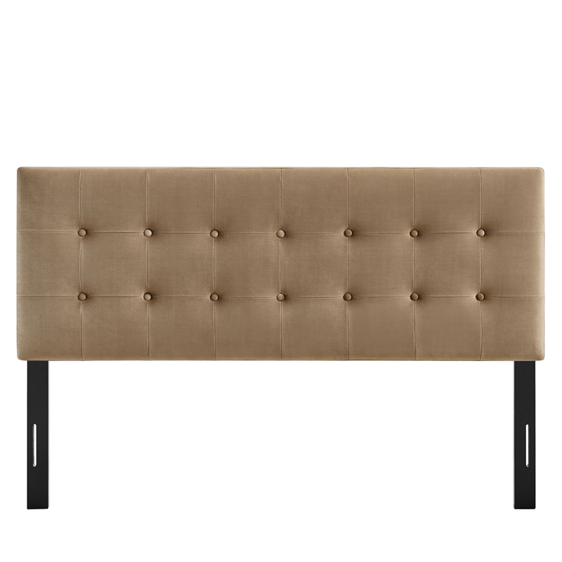 Pemberly Row Stain-Resistant Performance Velvet Full Headboard in Taupe