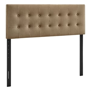 Pemberly Row Stain-Resistant Performance Velvet Full Headboard in Taupe