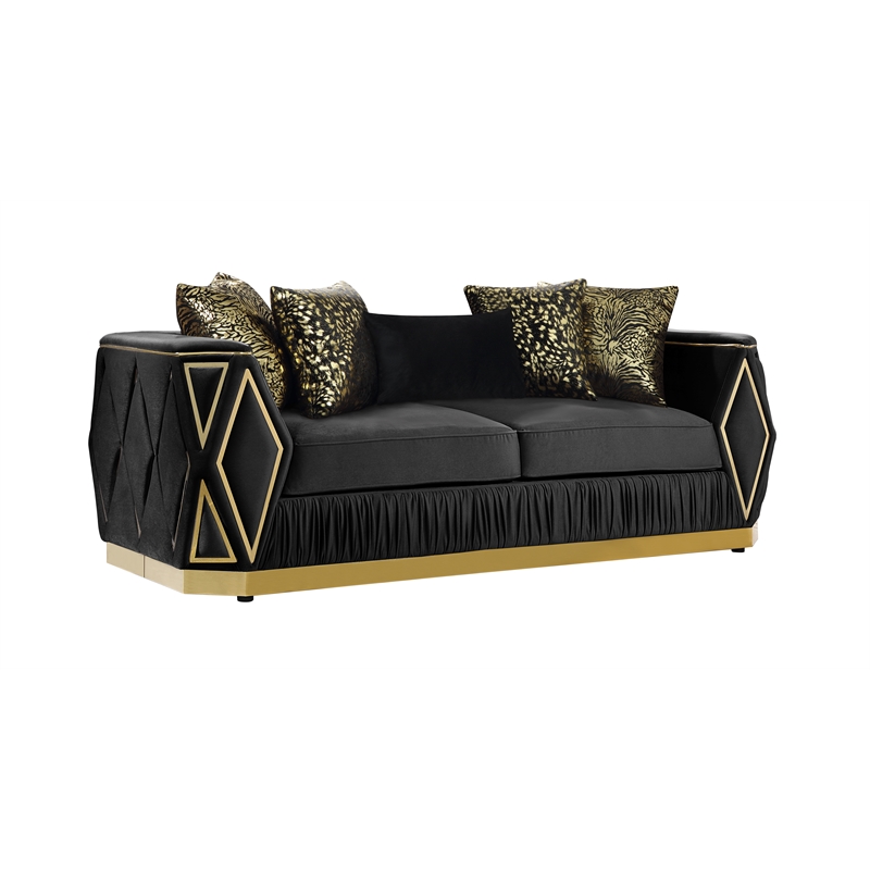 Pemberly Row 2 Piece Living Room Set with Wood Frame in Gold and Black