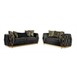 Pemberly Row 2 Piece Living Room Set with Wood Frame in Gold and Black