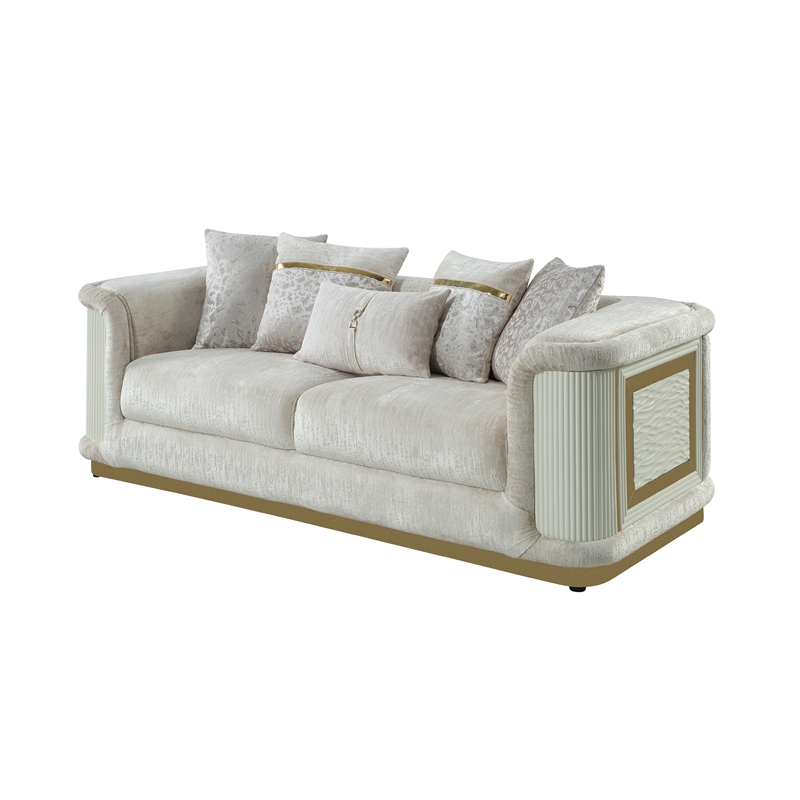 Pemberly Row 2 Piece Living Room Set with Sofa and Loveseat in Cream