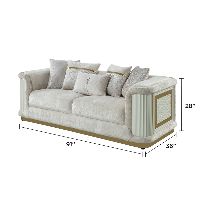 Pemberly Row 2 Piece Living Room Set with Sofa and Loveseat in Cream